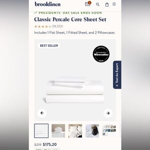 NWT Brooklinen king size sheets. White.